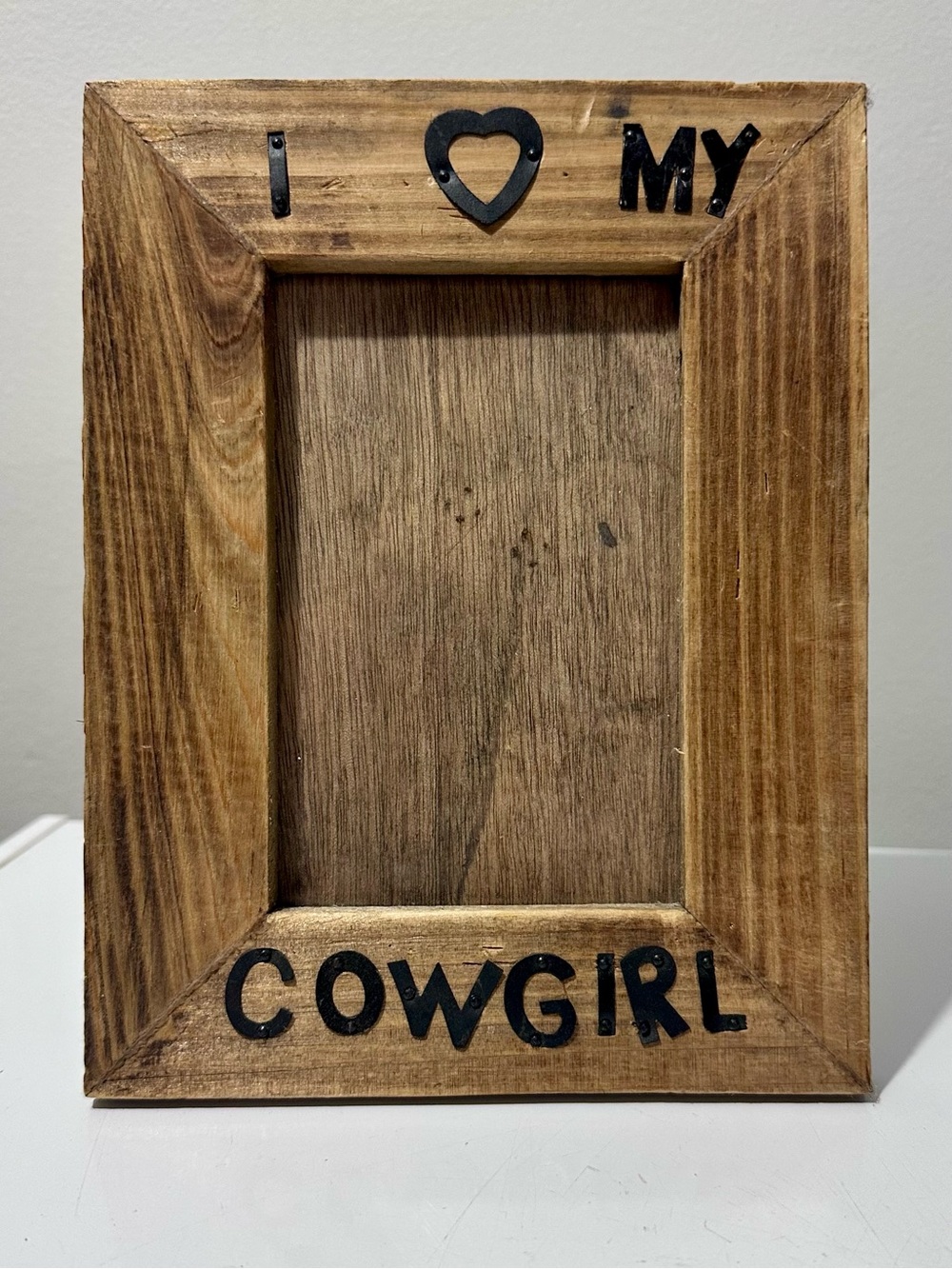 I ♥ My Cowgirl Rustic Wood Photo Frame - Brown 4”x7”